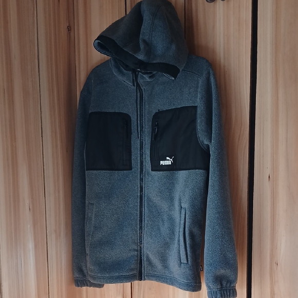 PUMA Men's Performance Jacket in Gray and Black - Picture 1 of 14